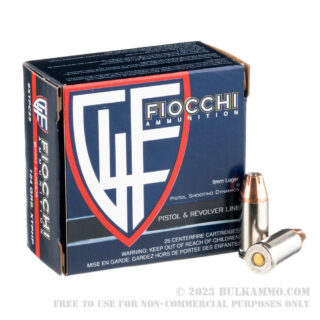 25 Rounds of 9mm Ammo by Fiocchi - 124gr JHP