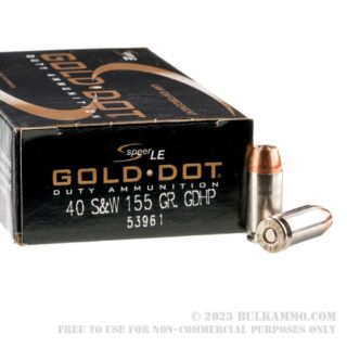 50 Rounds of .40 S&W Ammo by Speer Gold Dot LE - 155gr JHP