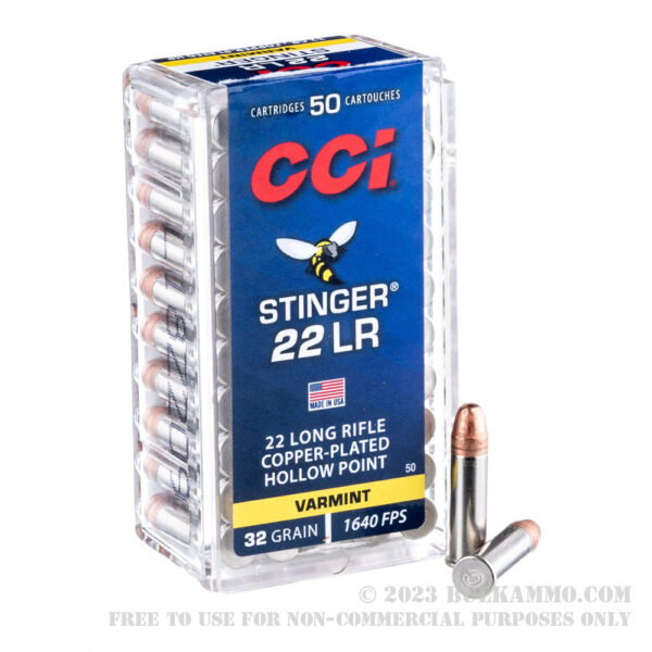 50 Rounds of .22 LR Stinger Ammo by CCI - 32 gr CPHP - Image 2