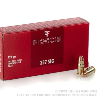 50 Rounds of .357 SIG Ammo by Fiocchi - 124gr FMJTC