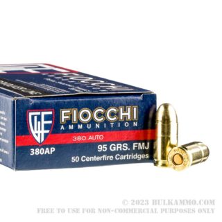 50 Rounds of .380 ACP Ammo by Fiocchi - 95gr FMJ