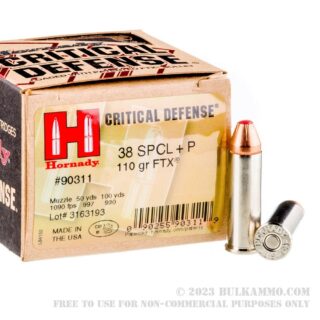 250 Rounds of .38 Spl Ammo by Hornady - 110gr JHP