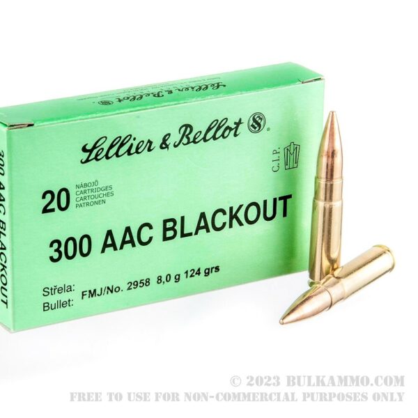 20 Rounds of .300 AAC Blackout Ammo by Sellier & Bellot - 124gr FMJ - Image 4