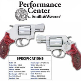 Smith & Wesson 637 Performace Center 38 Spl, SS Finish, Wood Grips, 5 Rnd