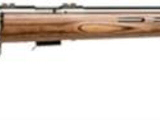 Savage 93 BTVS, 22 WMR, 21" Heavy Barrel, Stainless Steel Barrel and Action, Brown Laminate Wood Stock, 5Rd, Detachable Box Magazine
