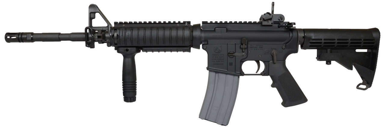 Colt SOCOM Carbine 5.56/.223, 14.5" Barrel with pin and welded muzzle device, Knights Quad Rail, Black, 30rd