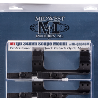 Midwest QR Ring Mount, 34MM, Black, 1.5" Offset, Fits Picatinny Rail