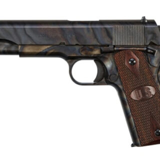 Auto-Ordnance 1911A1, 45 ACP, 5", 7rd, Checkered Wood Grips, US Logo, Case Hardened