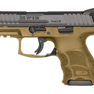 HK, VP9SK, Striker Fired, 9mm, 3.39" Barrel, Polymer Frame, Flat Dark Earth, Night Sights, 10Rd, 3 Magazines