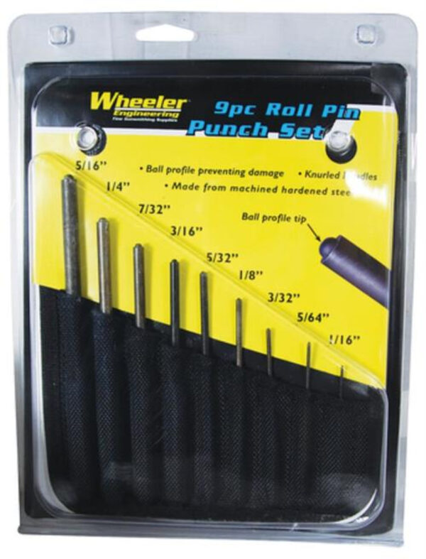 Battenfeld Technologies Wheeler Engineering 9 Piece Roll Pin Punch Set with Storage Pouch