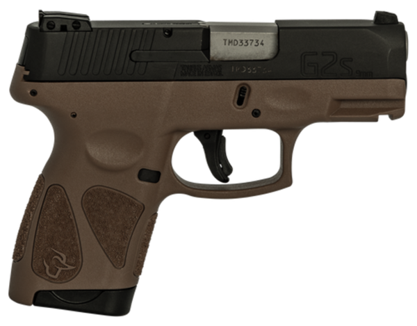 Taurus G2S, 9mm, 3.26" Barrel, 7rd, Black Slide, Brown