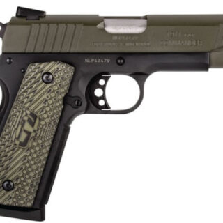 Taurus 1911 Commander 45 ACP, 4.2" Barrel, Adjustable Sights Black Frame, Green Slide, 8rd