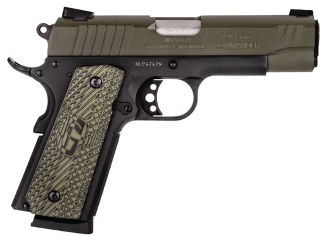 Taurus 1911 Commander 45 ACP, 4.2" Barrel, Adjustable Sights Black Frame, Green Slide, 8rd