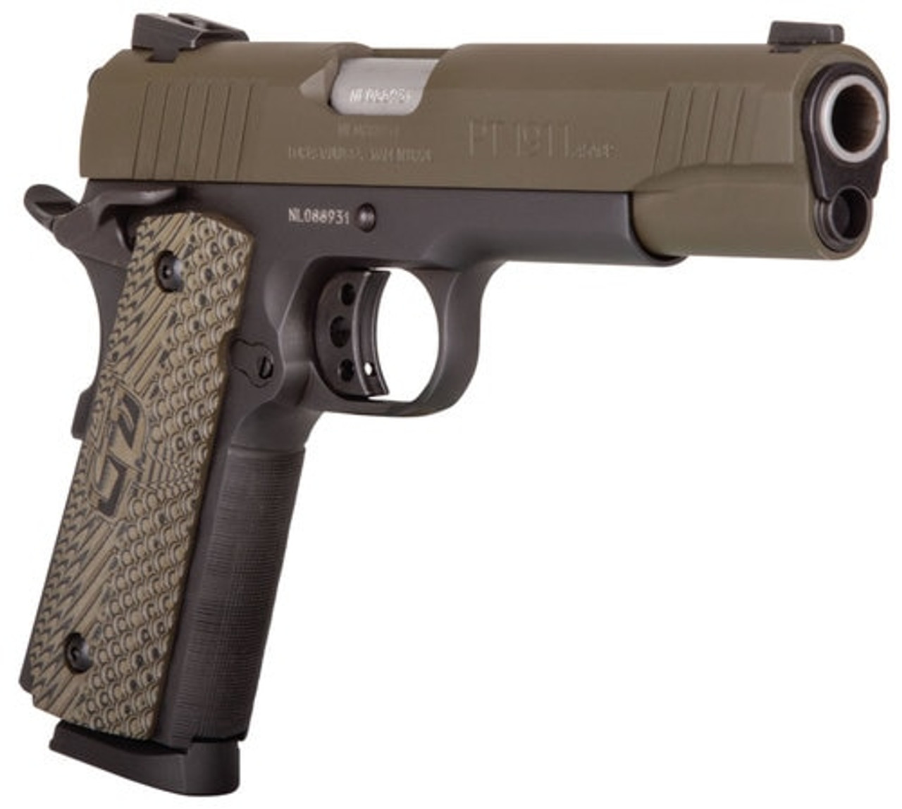 Taurus 1911, .45 ACP, 5" Barrel, 8rd, Brown CZ Grip, OD Green