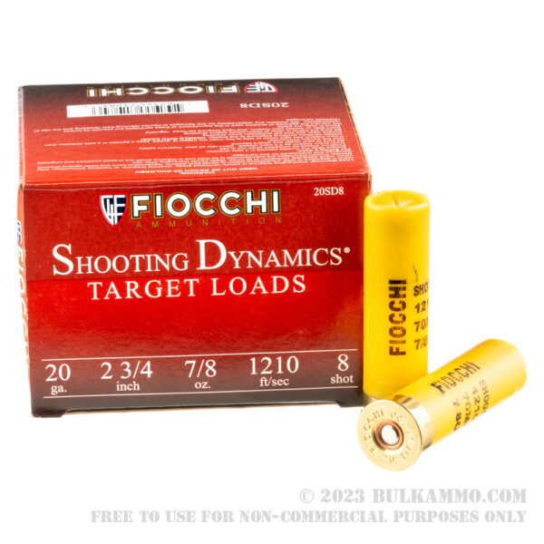 250 Rounds of 20ga Ammo by Fiocchi - 7/8 ounce #8 shot - Image 3