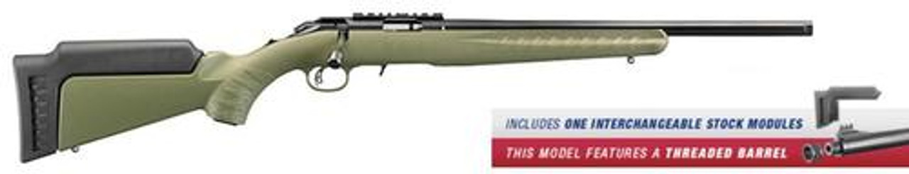 Ruger American Rifle Predator Bolt 22 WMR 18" Threaded Barrel,, Synthetic ODG Stock Blued, 9 rd