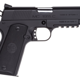 Girsan MC1911 Officer 9mm, 3.4" Barrel, Black Steel Black Grip, 7rd