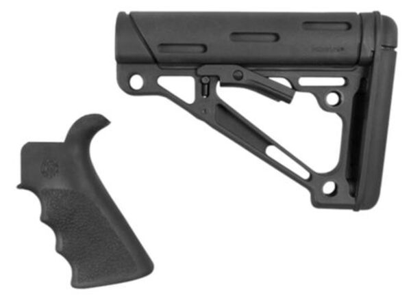 Hogue OverMolded Kit, Black Color, Pistol Grip with Beavertail and Finger Grooves, Mil-spec Collapsible Stock, Fits AR-15
