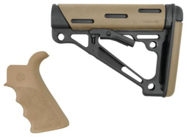 Hogue AR-15/M16 Collapsible Buttstock Kit With Finger Groove Beavertail Grip Mil-Spec Buffer Tube Flat Dark Earth