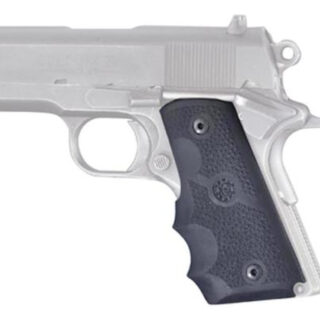 Hogue 1911 Officers Model Rubber Grip, Finger Grooves Black