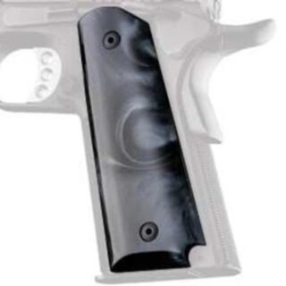 Hogue Grips Grip, Fits Colt Government, Polymer Ambidextrous Safety Cut, Black Pearlized Finish