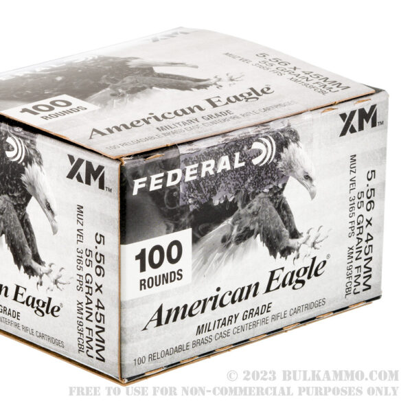 500 Rounds of 5.56x45 Ammo by Federal American Eagle - 55gr FMJ XM193 - Image 2