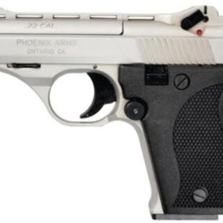 Phoenix Model HP22 Pistol, 22LR, 3", Nickel, Black Grips, 10 Round Mag