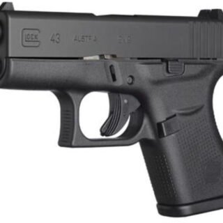 Glock, 43 Striker Fired, Sub Compact, 9mm, 3.41" Barrel, Polymer Frame, Matte Finish, Fixed Sights, 6Rd, 2 Magazines