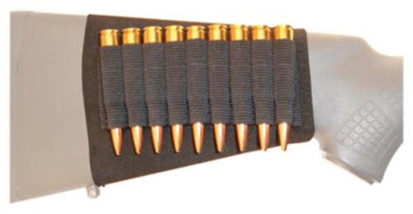 GrovTec GT Ammo Buttstock Cartridge Shell Holder, Rifle, Open Style, 9 Loops, Black