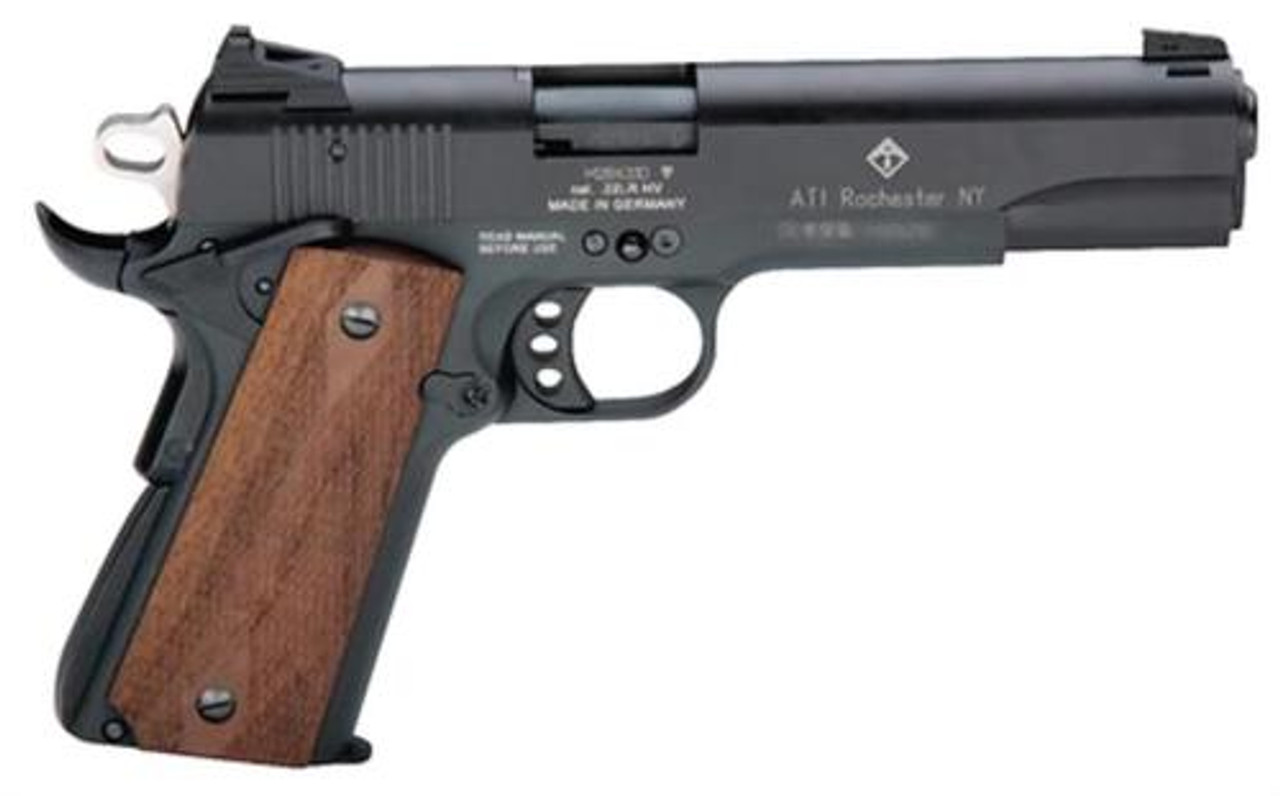 American Tactical, M1911, Full Size, 22 LR, 5" Barrel, Blued, Wood Grips, 10Rd
