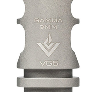 AERO Gamma 9mm, Muzzle Brake, Bead Blasted Stainless Steel, 1/2X28