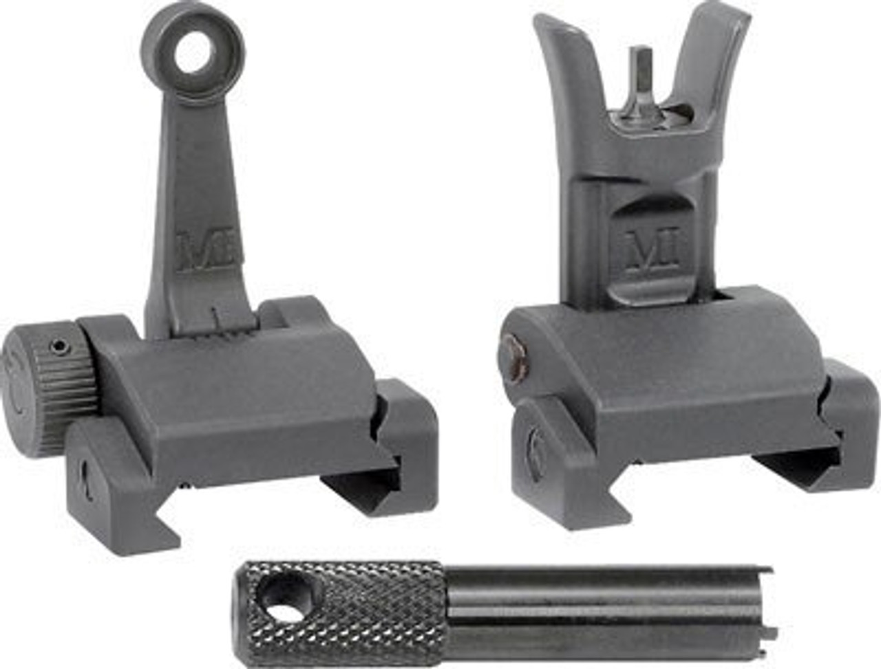 Midwest Combat Rifle Sight Set, Adjustable Front and Rear Sight, Low Profile, Flip-Up, Includes A2 Sight Tool, Black