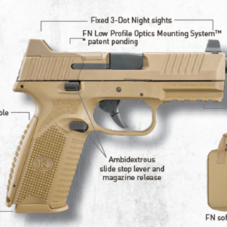 FN 509 Tactical 9mm, 4.5" Barrel, Flat Dark Earth, 3 Dot Night Sights, 2x10rd Mags