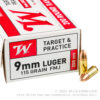 200 Rounds of 9mm Ammo by Winchester - 115gr FMJ - Image 2