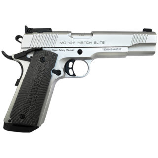 Girsan MC1911 Match Elite 45ACP, 5" Barrel, Steel, Matte Chrome, Silver, G10 Grips, Adj Rear Sight, Ambi Safety, 8rd