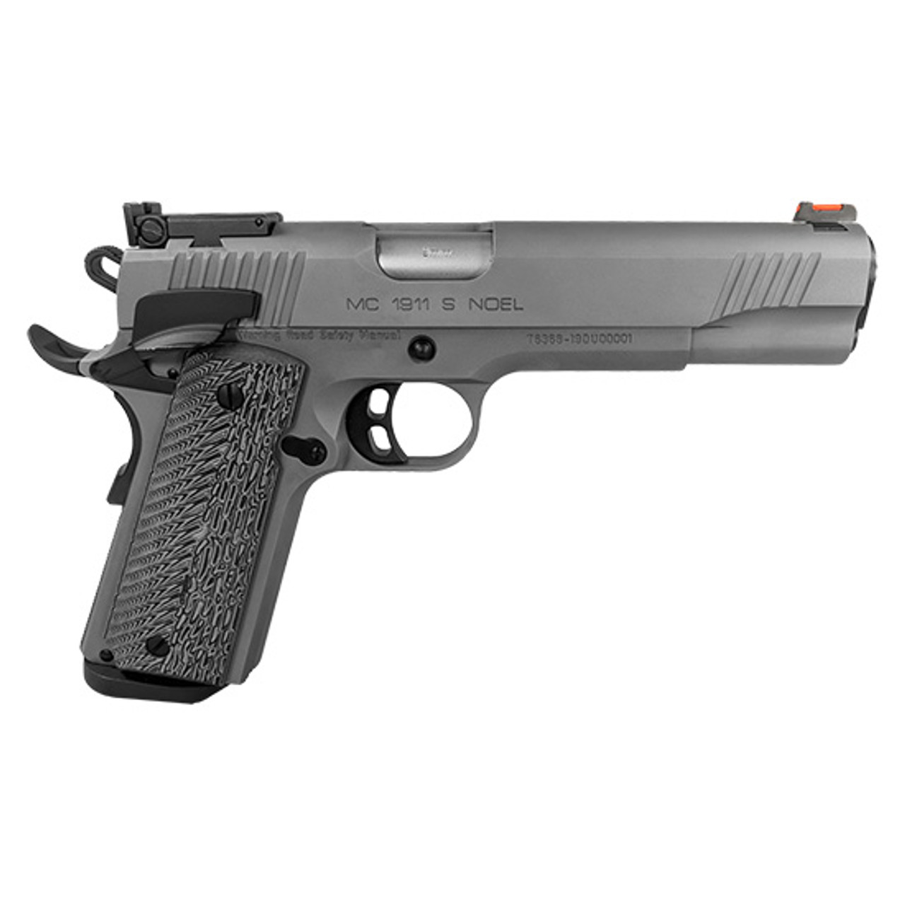 Girsan MC1911 9mm, 5" Barrel, Stainless Steel, Black/Gray G10 Grips, Fiber Optic Sight, 10rd