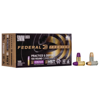 Federal Premium Practice & Defend 9mm 147gr, 1000 fps HST JHP/Syntech TSJ 100 Bx/5 Cs