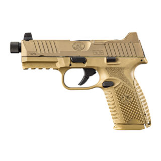 FN FN509M Tactical, 9mm, 4.5" Threaded Barrel, PVD Finish, Flat Dark Earth, Interchangeable Grips, Suppressor Height Night Sights, No Thumb Safety, 15rd/24rd