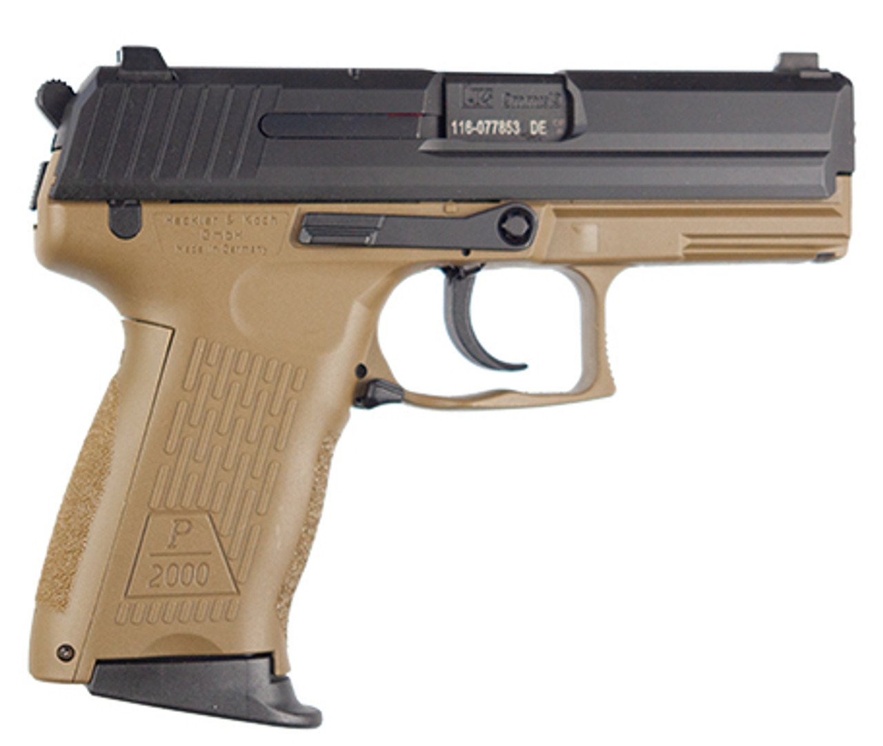 HK P2000 V3 9mm, 3.66" Barrel, Flad Dark Earth Frame, 10rd