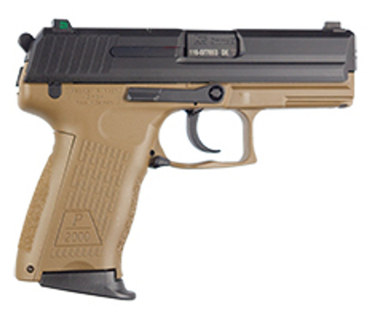 HK P2000 V3 9mm, 3.66" Barrel, Flat Dark Eath Frame, Night Sights, 10rd