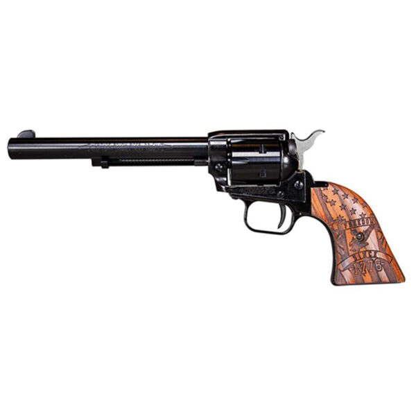 Heritage Rough Rider 22 LR, 6.5" Barrel, Engraved Wood Grip, Black, 6rd