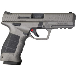 SAR USA SAR9 9mm, 4.4" Barrel, Platinum, 3 Dot Sights, Manual Thumb Safety, 17rd