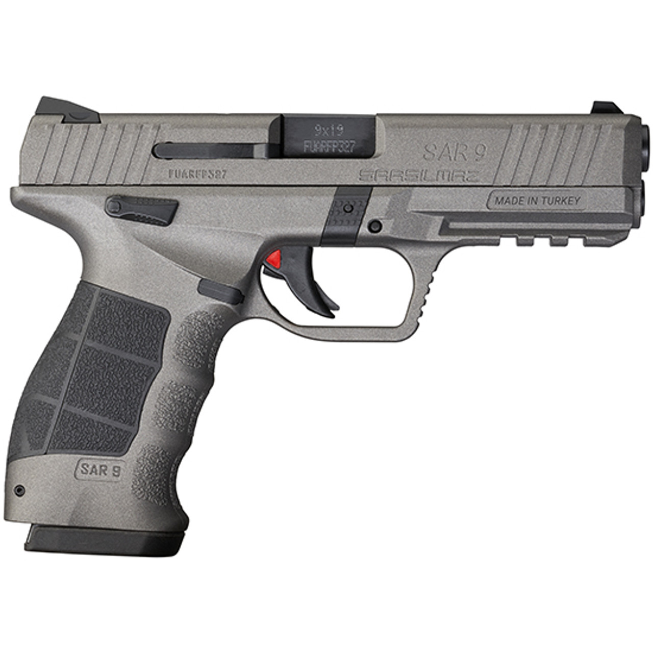 SAR USA SAR9 9mm, 4.4" Barrel, Platinum, 3 Dot Sights, Manual Thumb Safety, 17rd