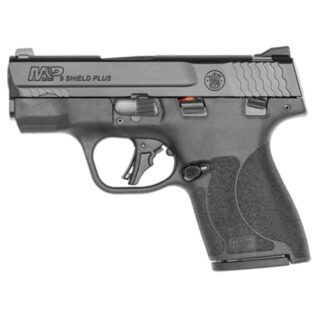 Smith & Wesson, Shield Plus, Striker Fired, Micro-Compact, 9mm, 3.1" Barrel, White Dot Sights, Polymer Frame, Thumb Safety, 10Lbs Trigger Pull, Flate Face Trigger, 2 Mags, 10Rd, Black. MA MODEL