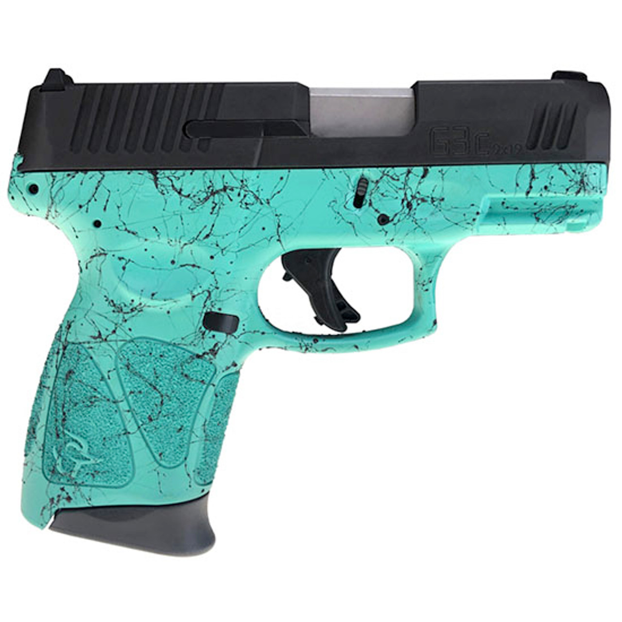 Taurus G3C 3.26" Barrel, Adjustable Rear, Cyan/Black Splatter, 3x12rd Magazines
