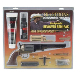 Traditions 1858 Army Redi-Pak SAO 44 Cal, 8" Barrel, Brass Frame, Blued, 6rd