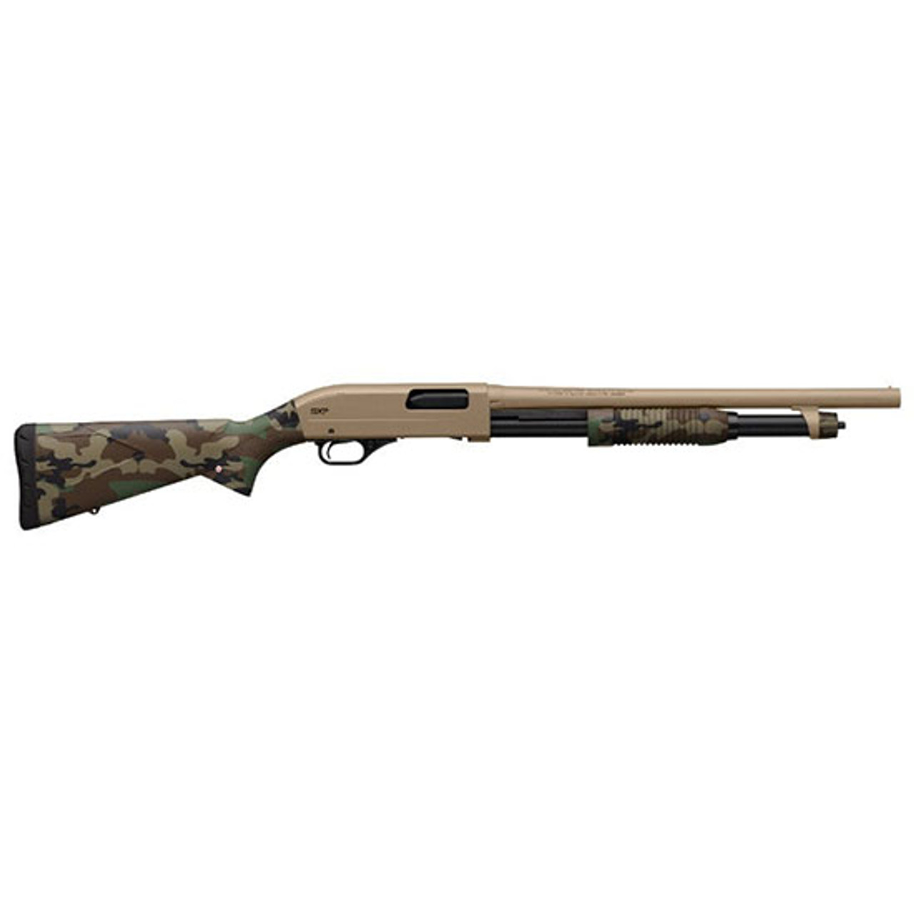 Winchester SXP Defender 20 Ga, 18" Barrel 3" Chamber, FDE/Woodland Camo, 5rd