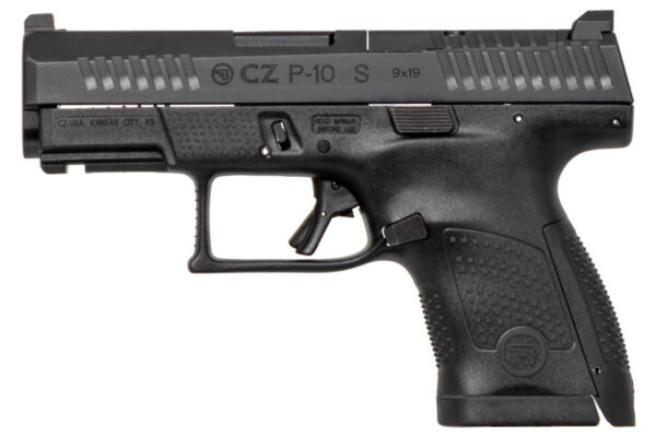 CZ P-10S, Striker Fired, Sub-Compact, 9mm, 3.5" Barrel, Polymer Frame, Black Color, Nitride Finish, Ambidextrous, Trigger Safety, Fixed Sights, 12Rd, 2 Magazines