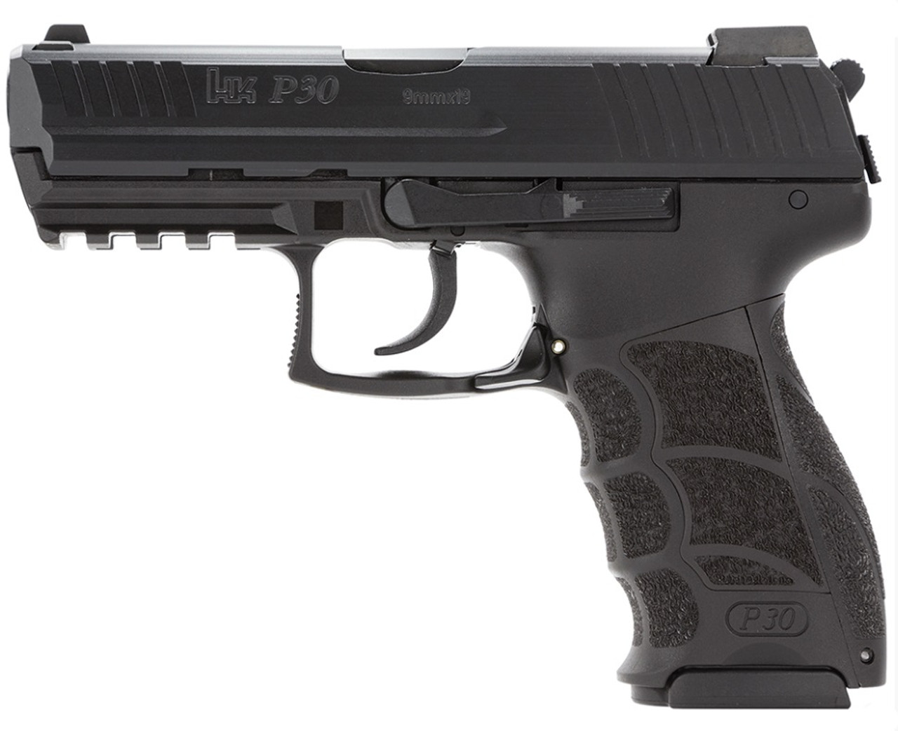 HK P30, DA/SA, 9mm, 3.85" Barrel, Polymer Frame, Black, 17Rd, 2 Magazines