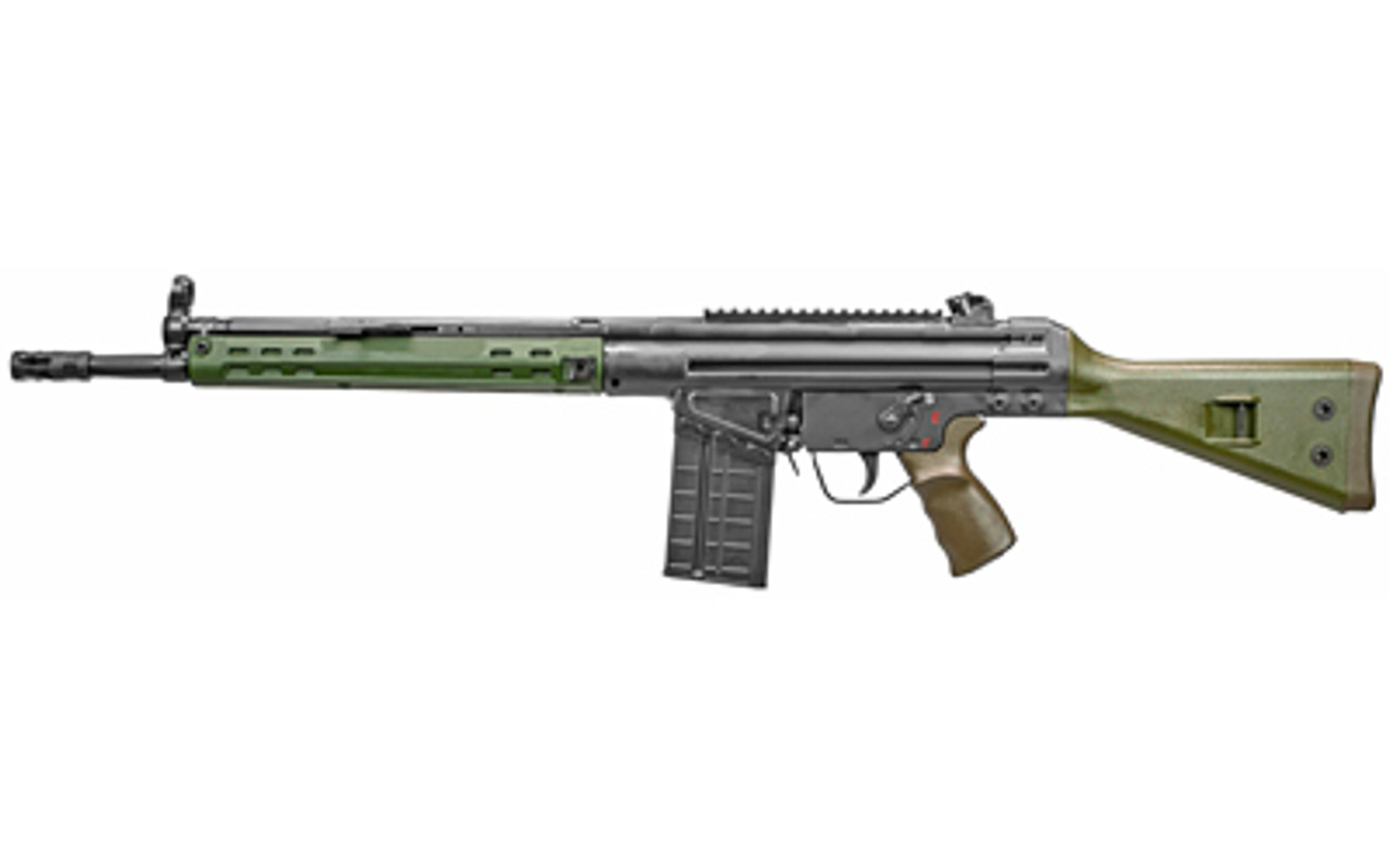 PTR PTR-91 GIRK 308 Win, 16" Barrel, Black, Green Furniture, 20Rd, Welded Scope Mount, Metal Lower, Removable 5/X24 Flash Hider, 1-20Rd Magazine